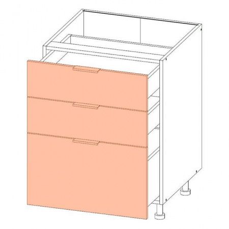 Корпус напольного шкафа ЛАЙТ для трех ящиков ЛДСП белый 72х60х53,5 см