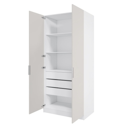 Шкаф 2-дверный распашной ЛАЙТ К1, 220х100х42, ЛДСП, Кашемир, с ящиками и полками