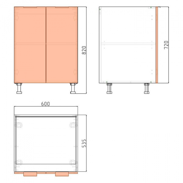 Модуль напольный 72х60х53,5 см ЛАЙТ Белый перламутр с двумя дверьми для кухни
