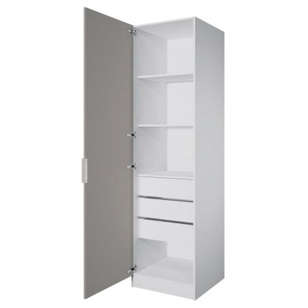 Шкаф 1-дверный ЛАЙТ К1, 220х60х60, ЛДСП, Шиншилла серая, с ящиками и полками