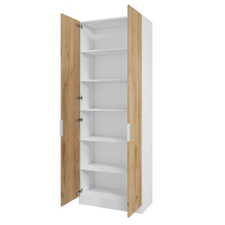 Шкаф 2-дверный распашной ЛАЙТ К3, 220х80х42, ЛДСП, Дуб золотой, с полками