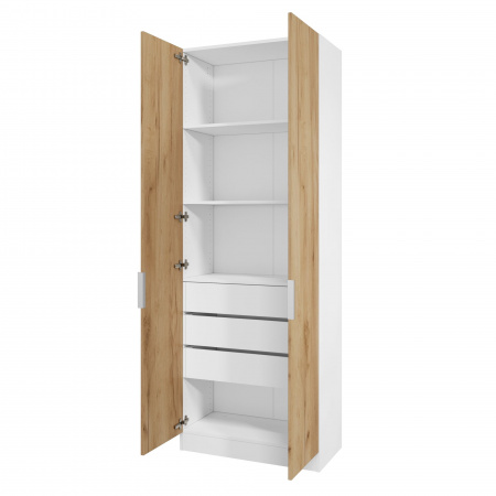 Шкаф 2-дверный распашной ЛАЙТ К1, 220х80х42, ЛДСП, Дуб золотой, с ящиками и полками