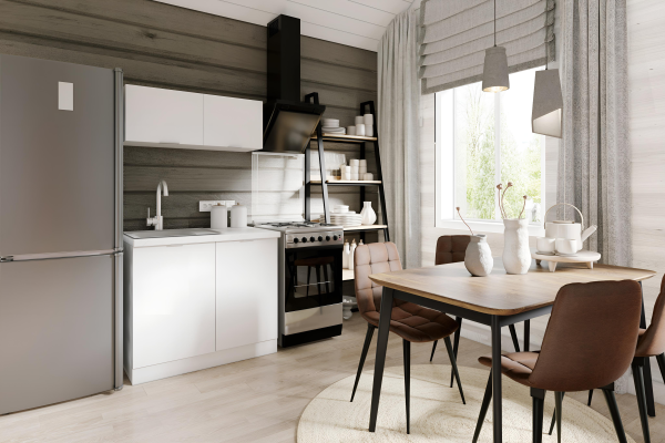 Кухонный гарнитур ЛАЙТ для дачи 182x95x60 см, ЛДСП, цвет Белый перламутр, 4 секции