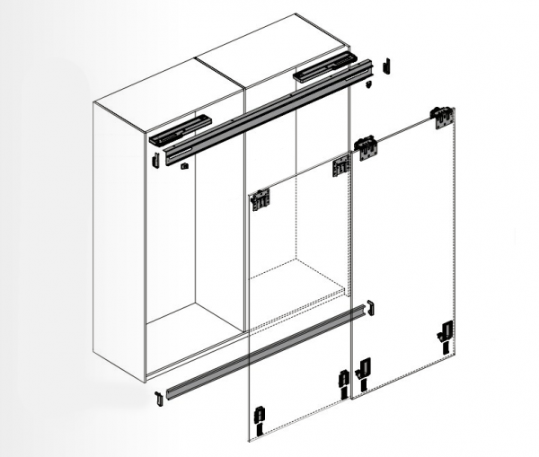 Комплект раздвижной системы для шкафа-купе с двумя дверями шириной 160 см