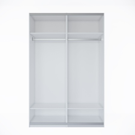 Шкаф-купе ЛАЙТ Е2, 220х120х58, ЛДСП, Белый перламутр/Дуб золотой, с полками и штангами