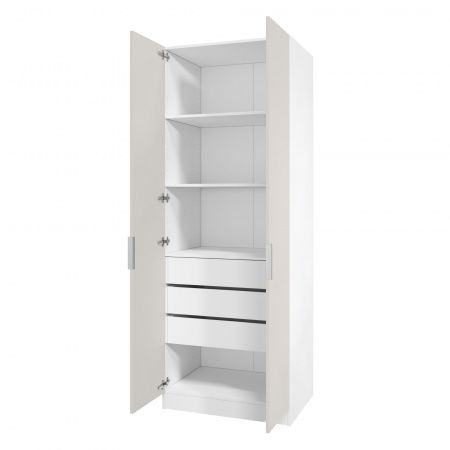 Шкаф 2-дверный распашной ЛАЙТ К1, 220х80х60, ЛДСП, Кашемир, с ящиками и полками