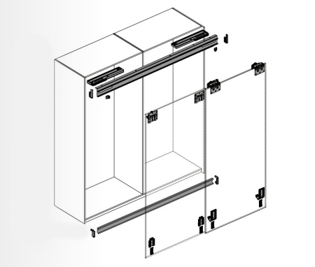 Комплект раздвижной системы для шкафа-купе с двумя дверями шириной 200 см