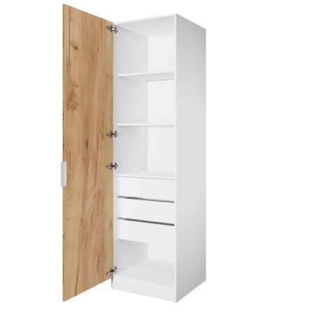 Шкаф 1-дверный ЛАЙТ К1, 220х60х42, ЛДСП, Дуб золотой, с ящиками и полками