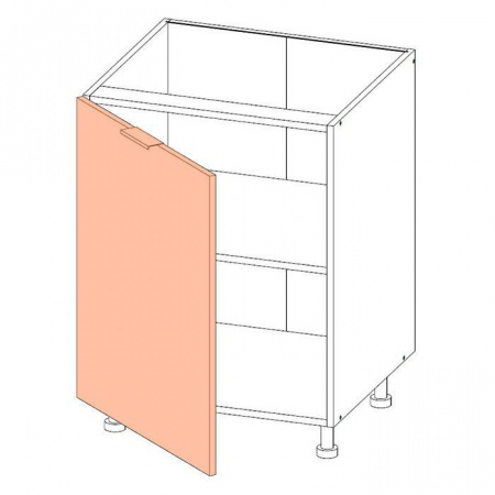 Корпус напольного шкафа ЛАЙТ под мойку под одну дверь ЛДСП белый 72х60х53,5 см