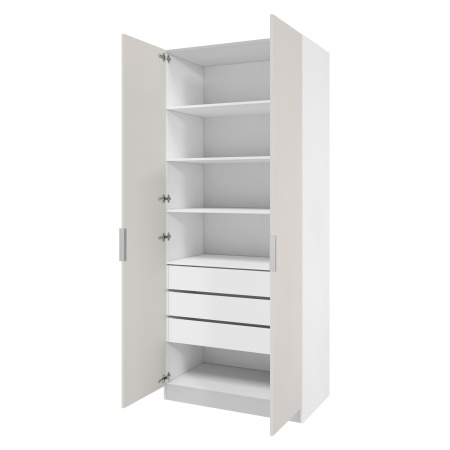 Шкаф 2-дверный распашной ЛАЙТ К1, 240х100х60, ЛДСП, Кашемир, с ящиками и полками