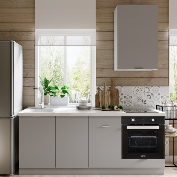 Кухонный гарнитур для дачи 242x200x60 см, ЛДСП, цвет Шиншилла серая, 5 секций