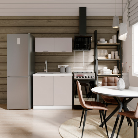 Кухонный гарнитур для дачи 182x95x60 см, ЛДСП, цвет Кашемир, 4 секции