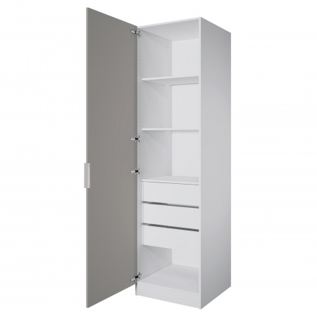 Шкаф 1-дверный ЛАЙТ К1, 220х60х60, ЛДСП, Шиншилла серая, с ящиками и полками